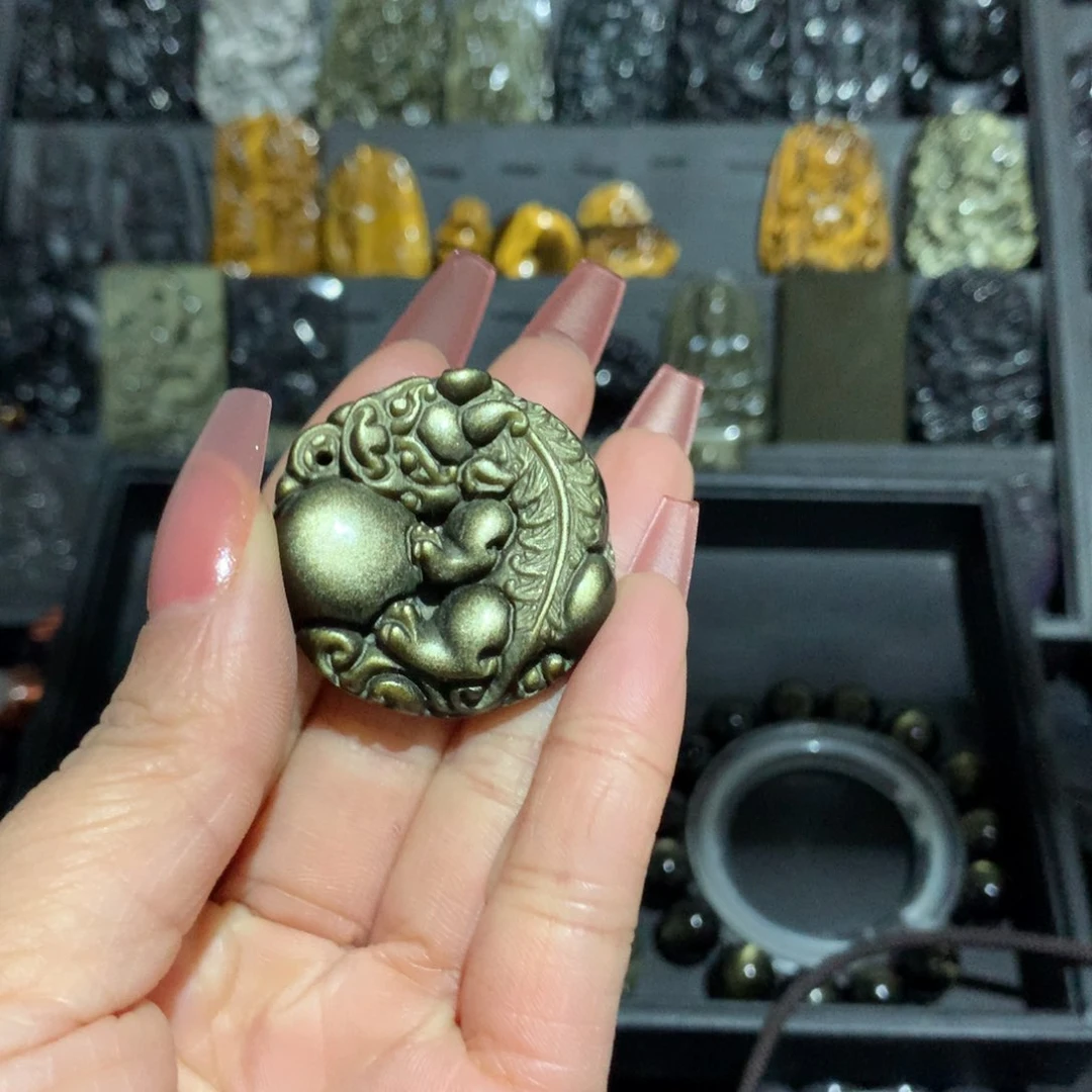 黑曜岩吊坠(赠链)未镶嵌吉**云