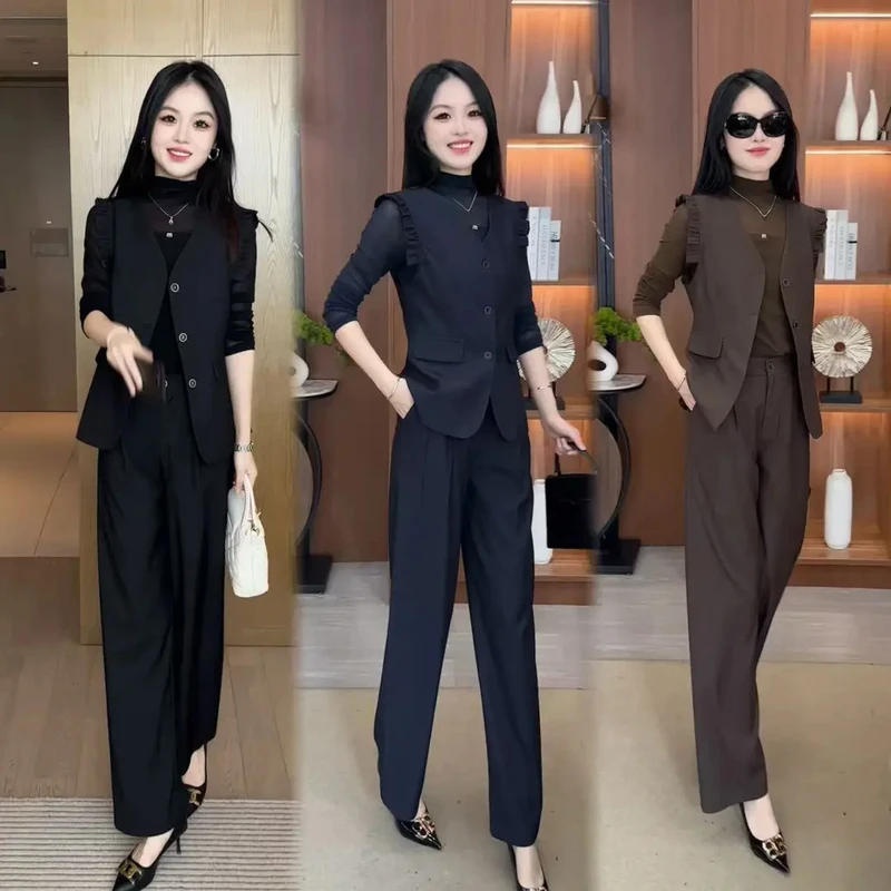 2025秋季新款显瘦气质长袖网红洋气时尚韩版套装女减龄修身三件套