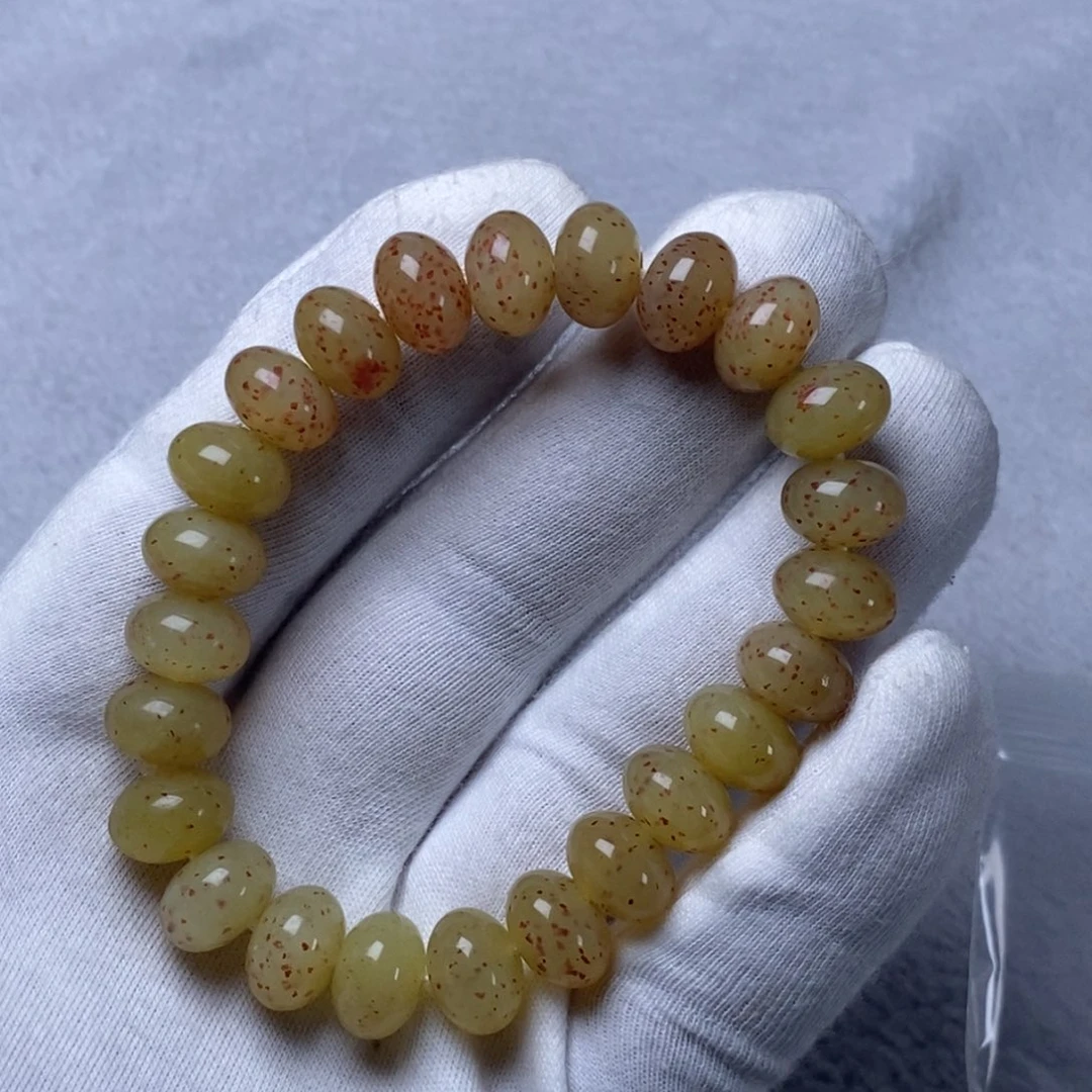 蛇纹石玉手链未镶嵌辽阳粉卡12算盘手串