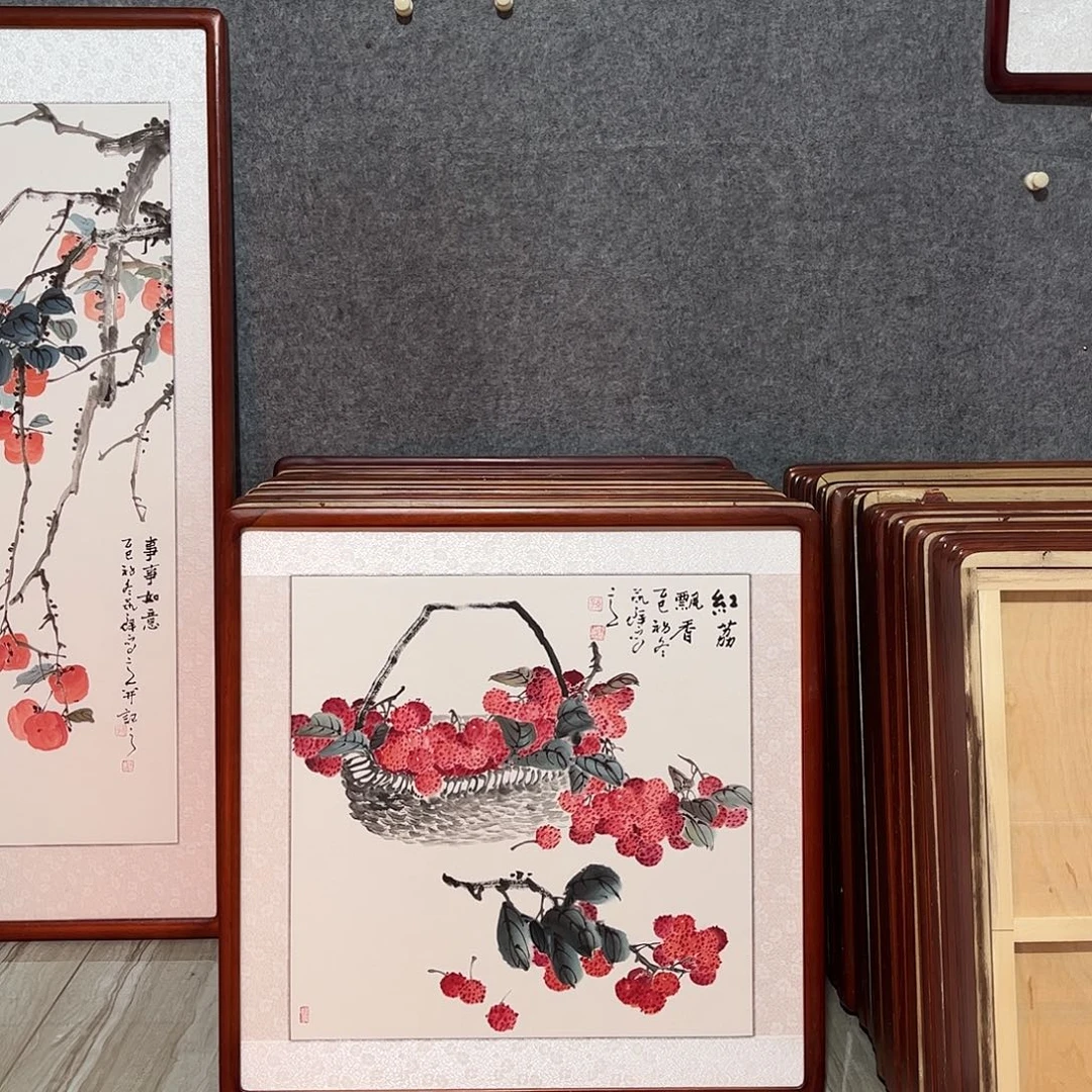 国画书画作品带框63×63