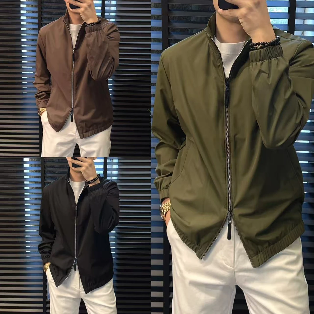 東•Dongzi 秋季新款轻奢男装纯色拉链外套  立领防风百搭0610