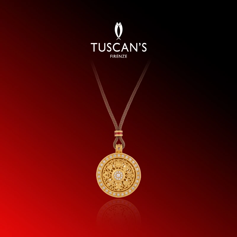 TUSCAN'S 铜合金合成锆石吊坠 新中式八宝镂空罗盘吊坠时尚饰品