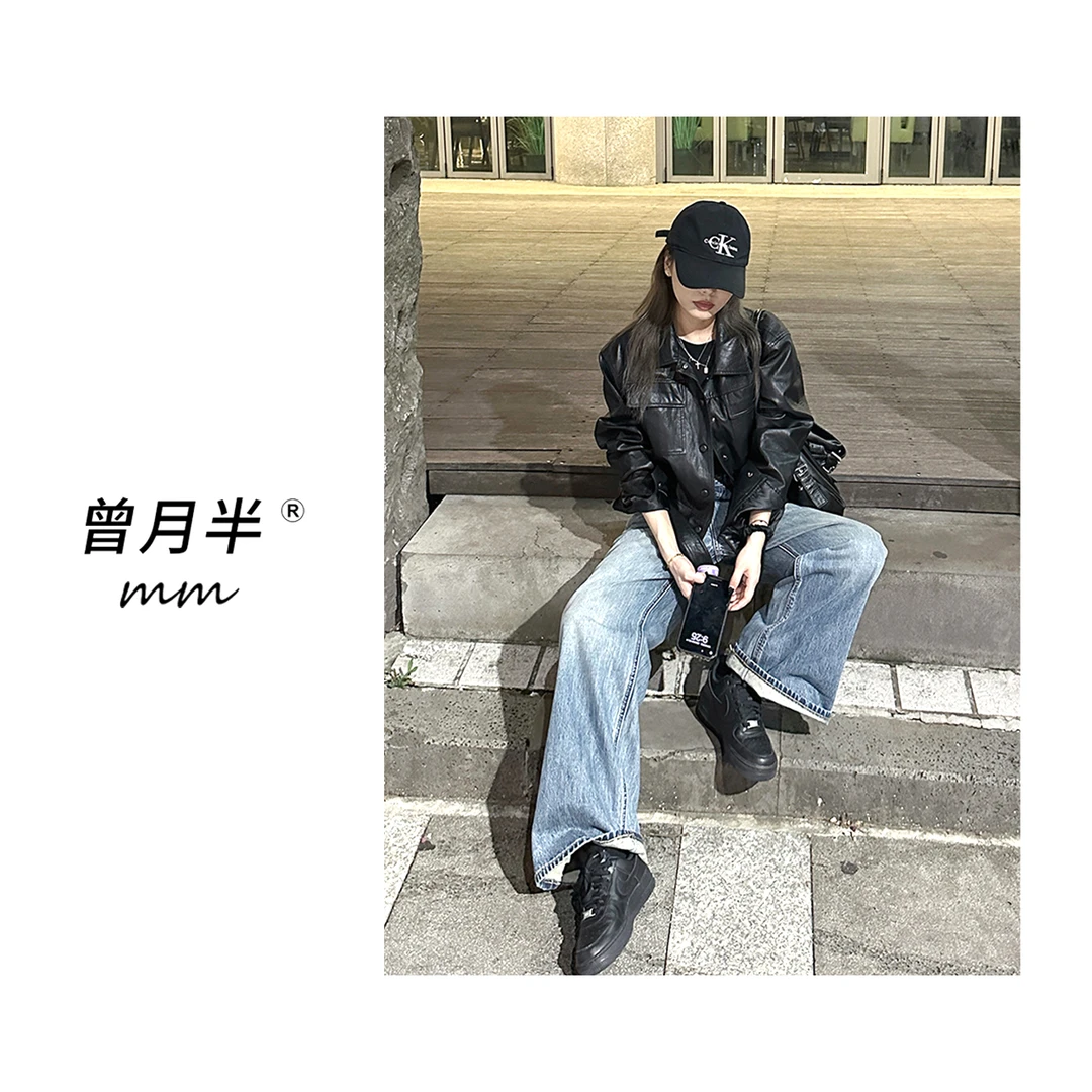 曾月半《ys1定制pu皮》硬朗飒经典腰带短款皮衣外套！ZS1236