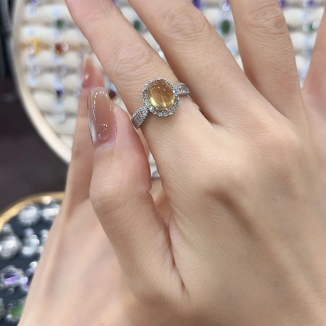 一****银S925镶嵌戒指黄晶