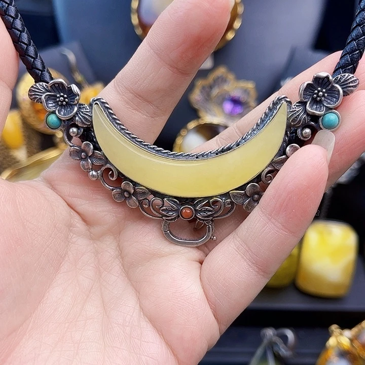 琥珀银S925镶嵌裸石