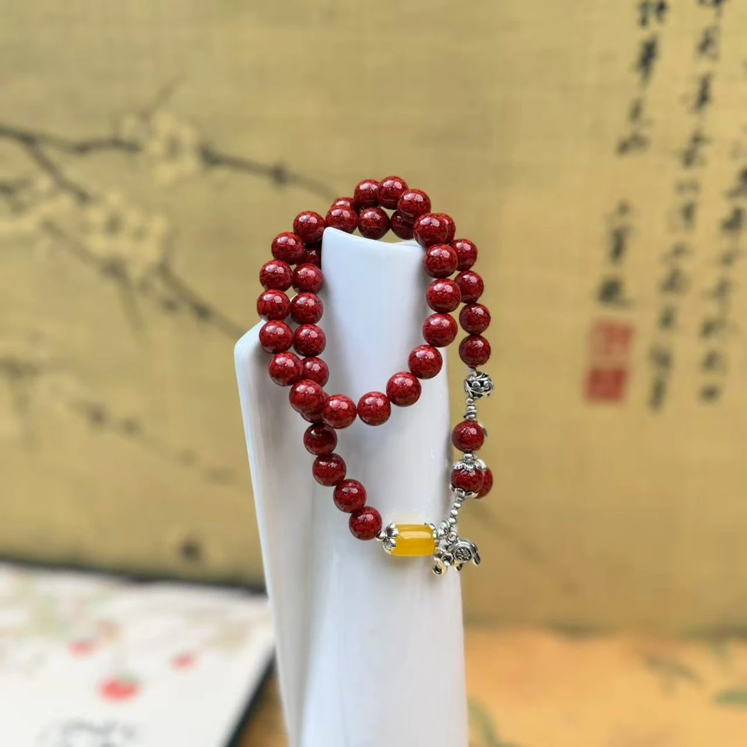 含辰砂工艺品含辰砂工艺品DZ-1263-朱砂双圈小象手串