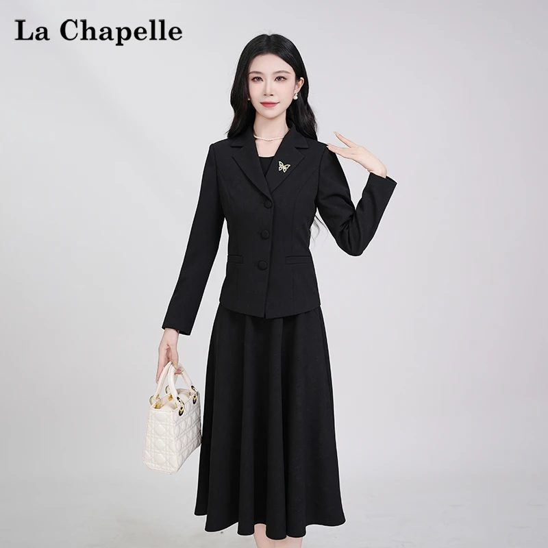 【拉夏贝尔】法式气质设计感高腰时尚修身显瘦长袖两件套女