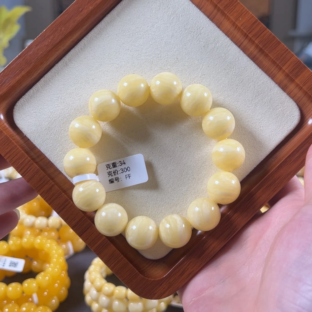 裸石蜜蜡未镶嵌16.4mm焦皮白蜜圆珠虎皮纹浓蜡ff