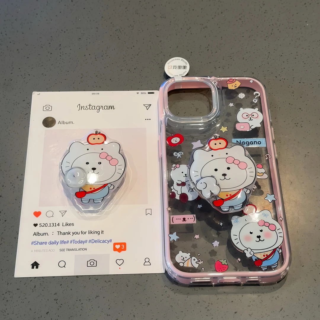 夕与空比耶kt帽自嘲熊转转支架苹果16/15promax手机壳14/13/12/11