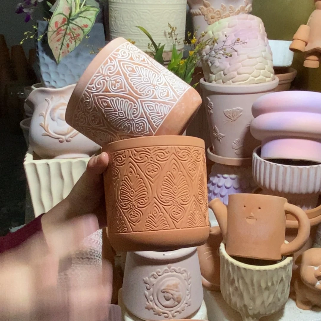 12×12几何直筒复古+红陶2个