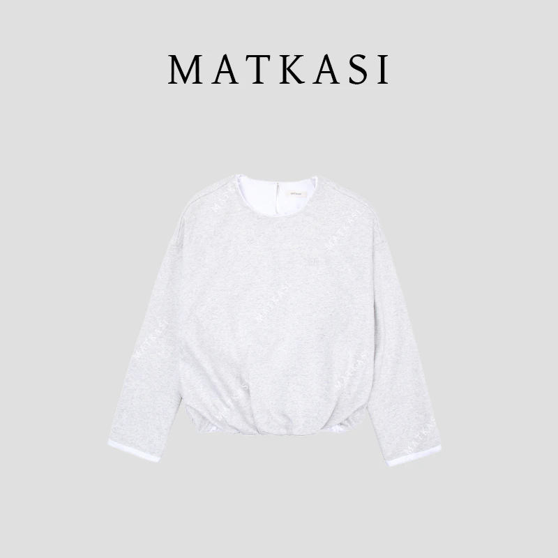 MATKASI 设计感时尚气质休闲百搭可爱风显瘦花苞褶休闲卫衣