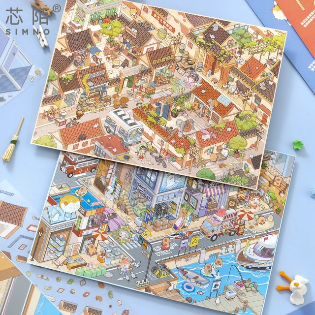 芯陌新款街景造景系列造景贴纸3D立体小屋微缩场景手工diy贴纸