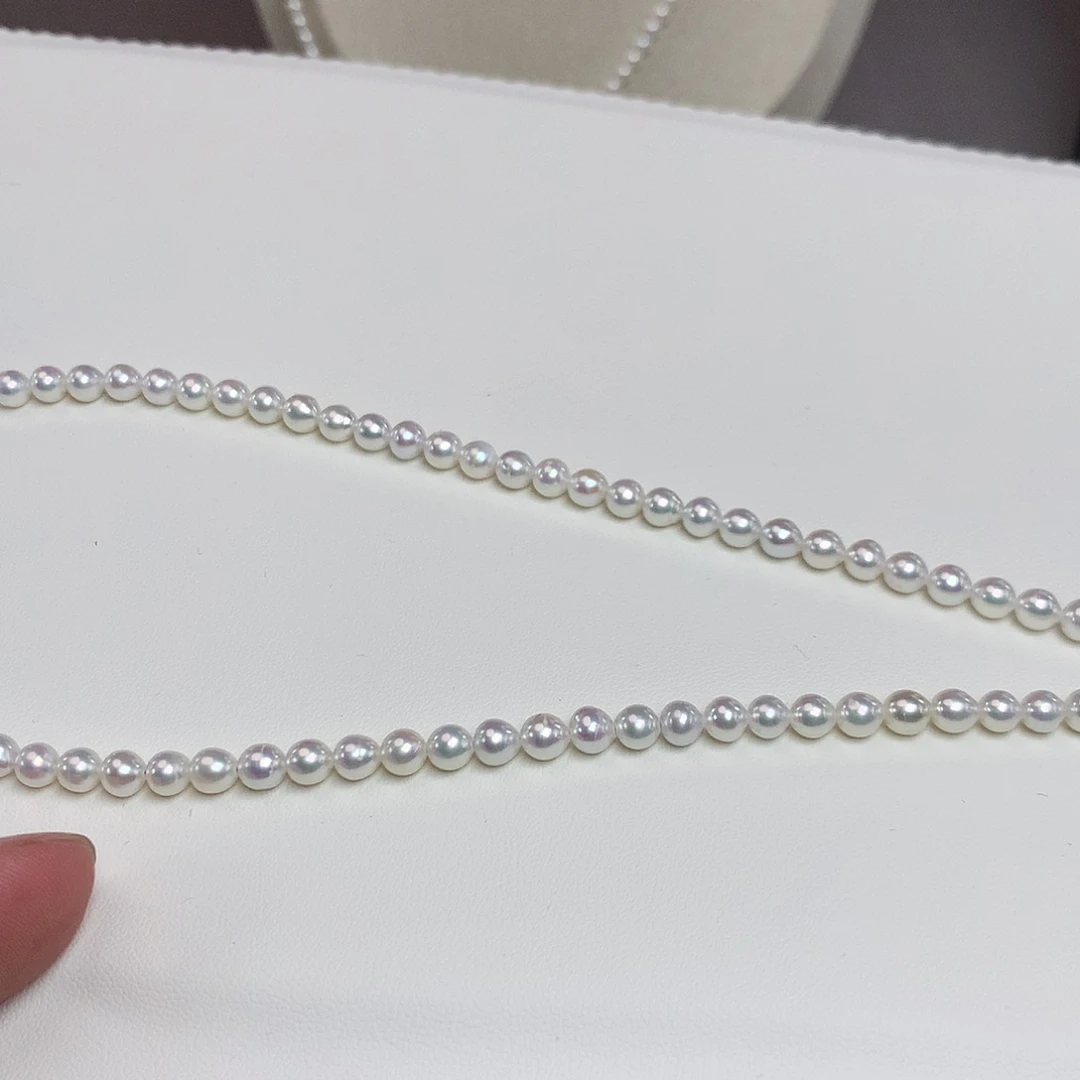 银S925镶嵌耳饰淡水珍珠5mm 极强光