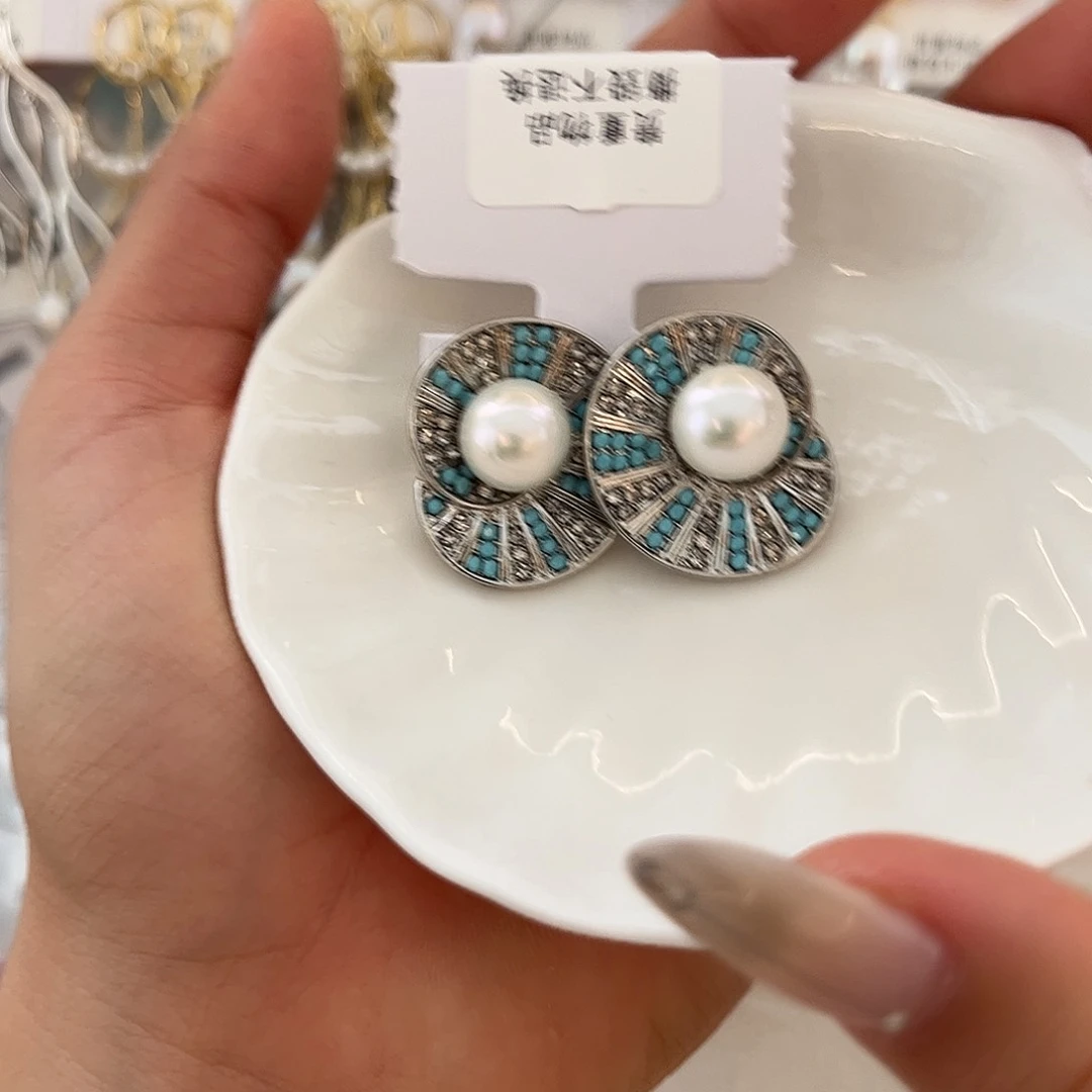 合金淡水珍珠耳饰