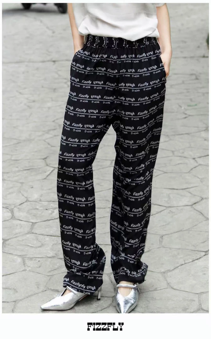 【ZS推荐】Fizzfly新品显瘦百搭休闲休闲夏字母印花长裤F860301