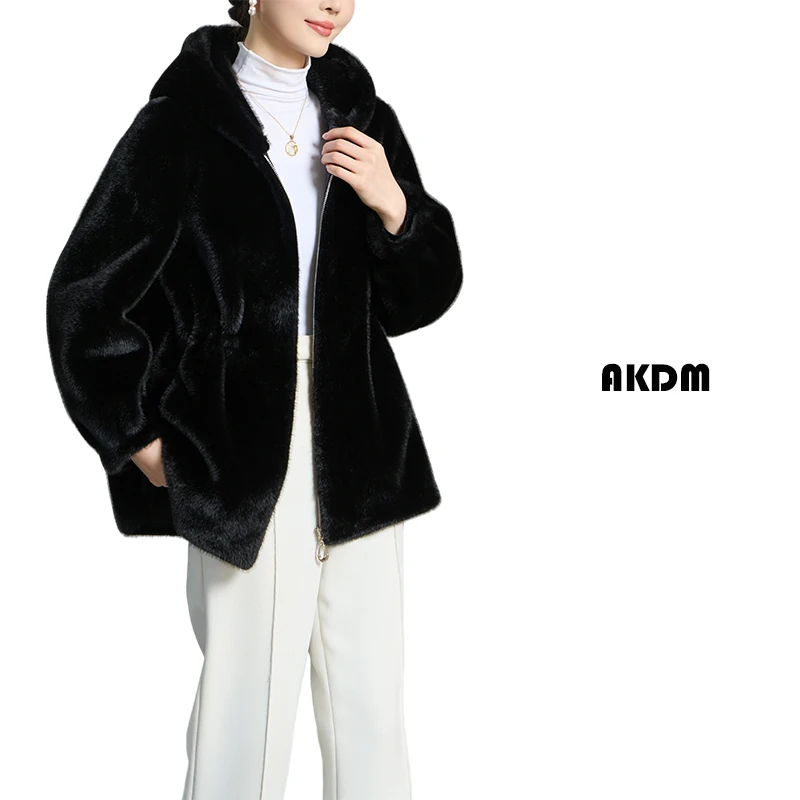 人造皮草 AKDM毛毛一体连帽外套保暖加厚878117
