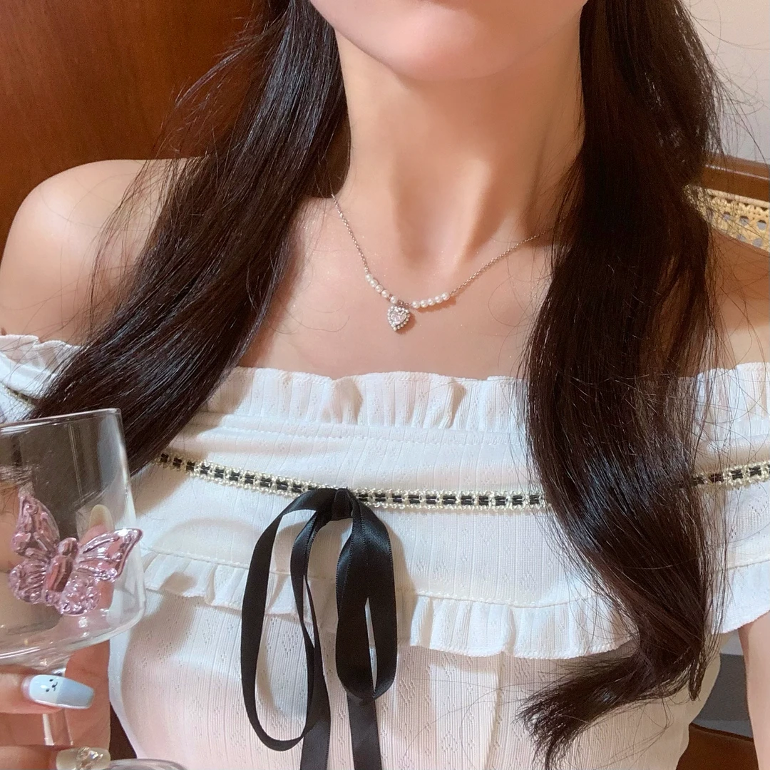 铜合金项链 AL4008气质爱心吊坠气质感小众设计感百搭锁骨链