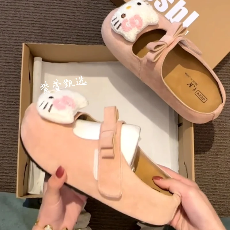 卡通可爱少女厚底博肯鞋女款2025夏季新款外穿休闲玛丽包头半拖鞋