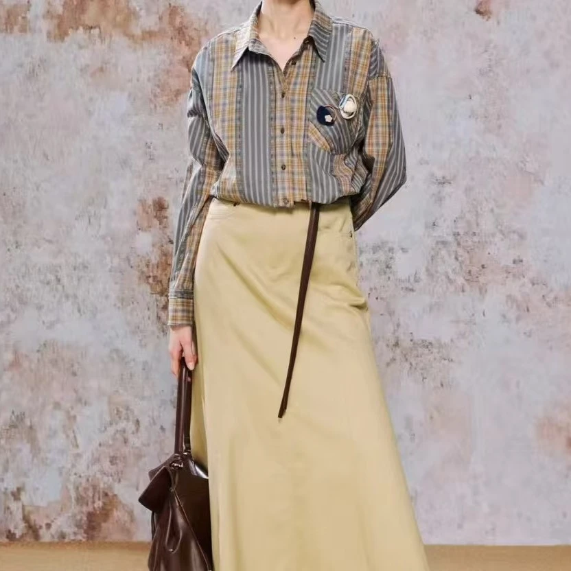 比序原创条纹格子秋季衬衫专柜正品D25012女休闲上衣