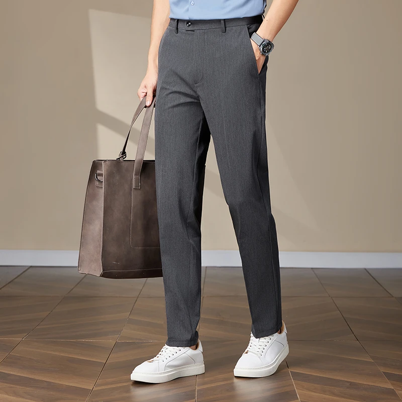 春夏薄款修身西裤直筒西装休闲裤百搭舒适西裤垂感长裤弹力商务