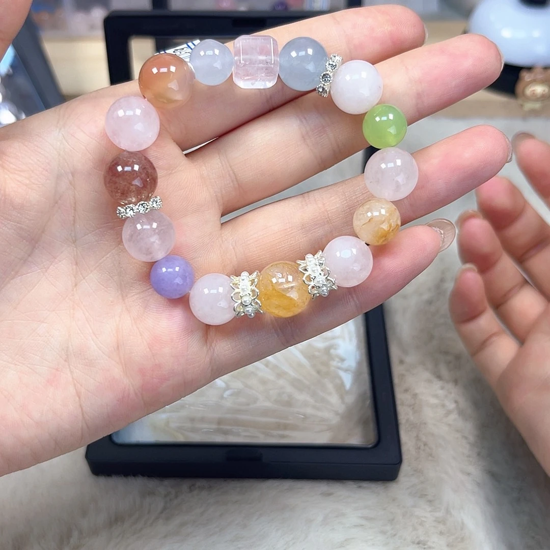 银S925镶嵌手链烟晶