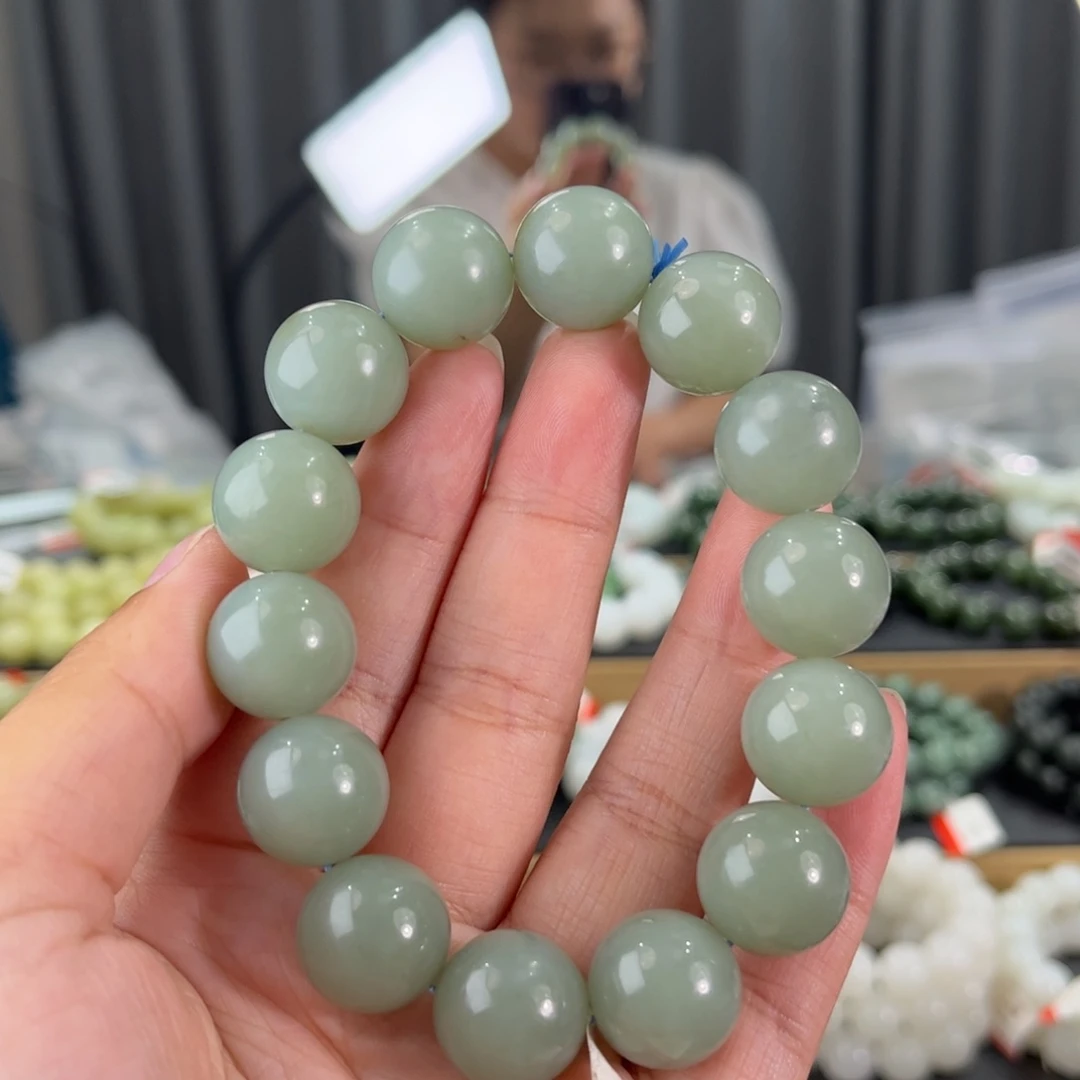 手串未镶嵌和田玉新疆且末天空蓝卡16圆珠