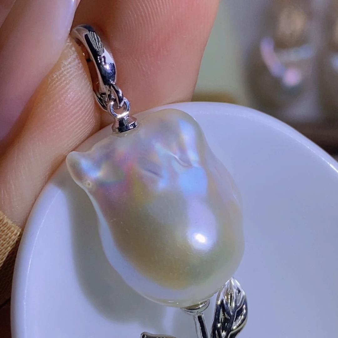 银S925镶嵌天然淡水珍珠淡水珍珠