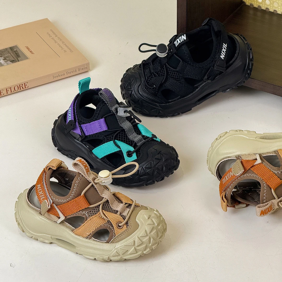 【1012】2025年夏季新款男童框子鞋时尚镂空运动半凉鞋包头休闲凉鞋