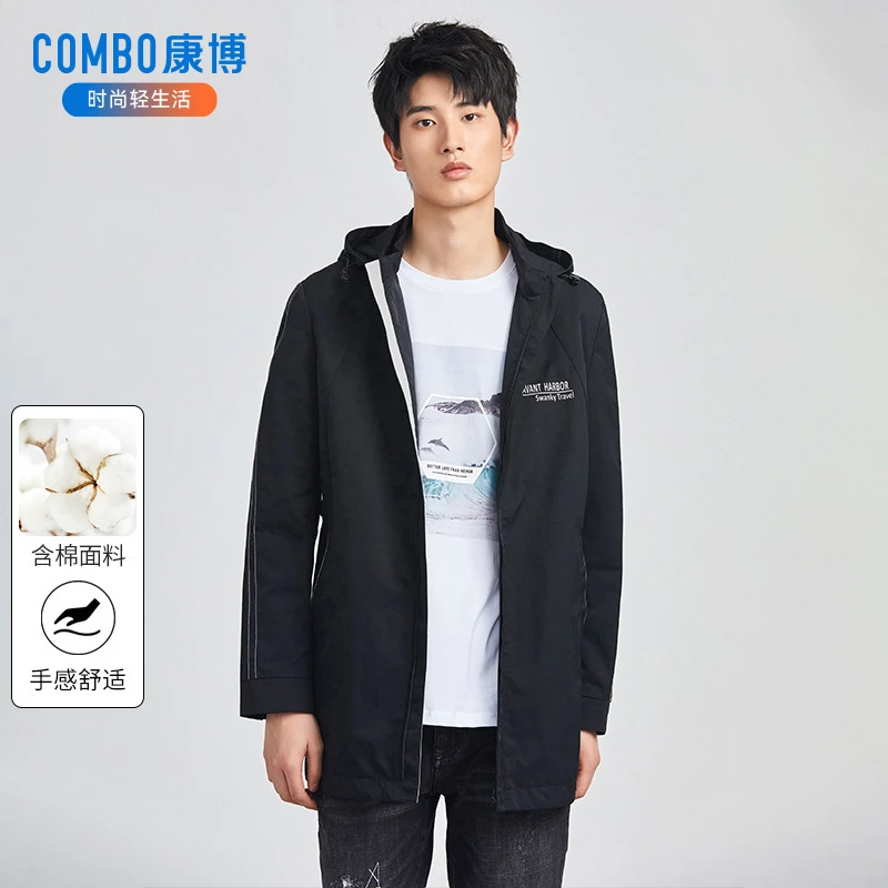 春季净色连帽休闲风衣39900