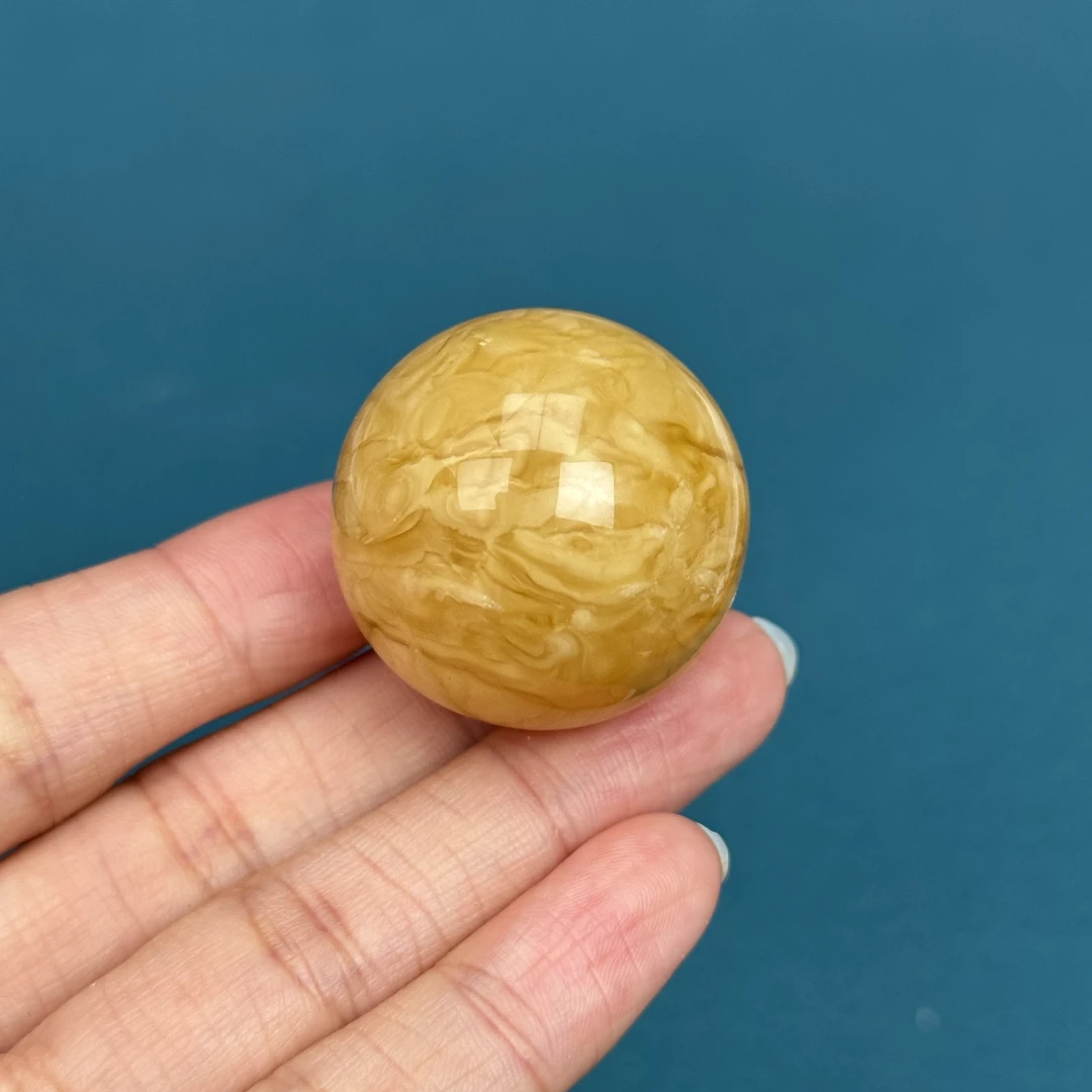 Y7289天然原矿蜜蜡圆珠30mm抖音基地质检发货