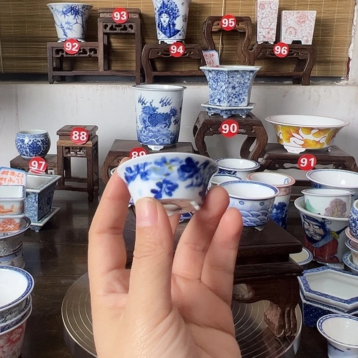 用***2墨奈手绘陶瓷花盆口4.3