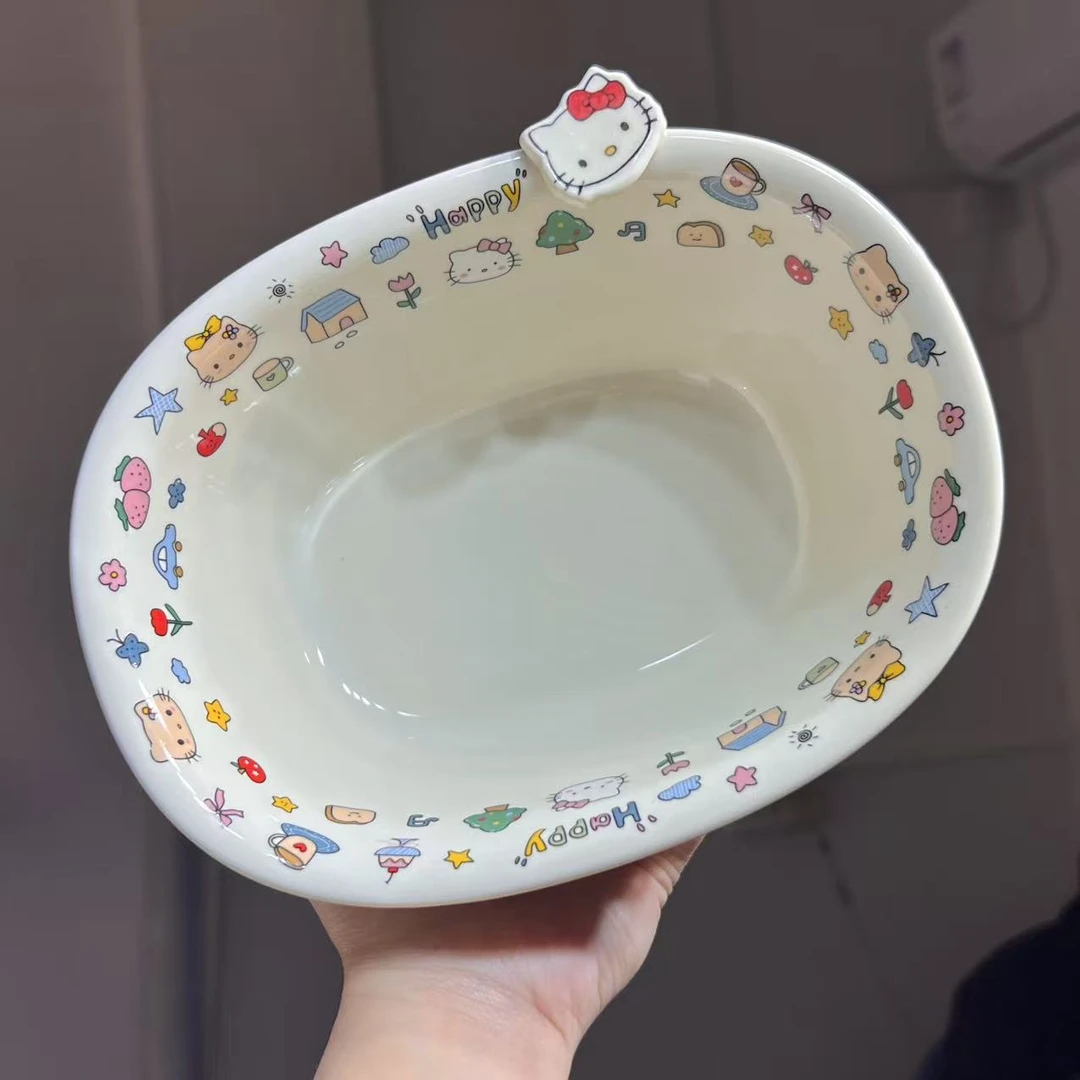 【嘟嘟Good】出口高货 快乐小猫 8.2英寸椭圆汤碗 泡面碗 酸奶碗