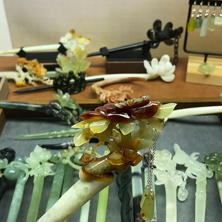 零****未镶嵌蛇纹石玉发饰