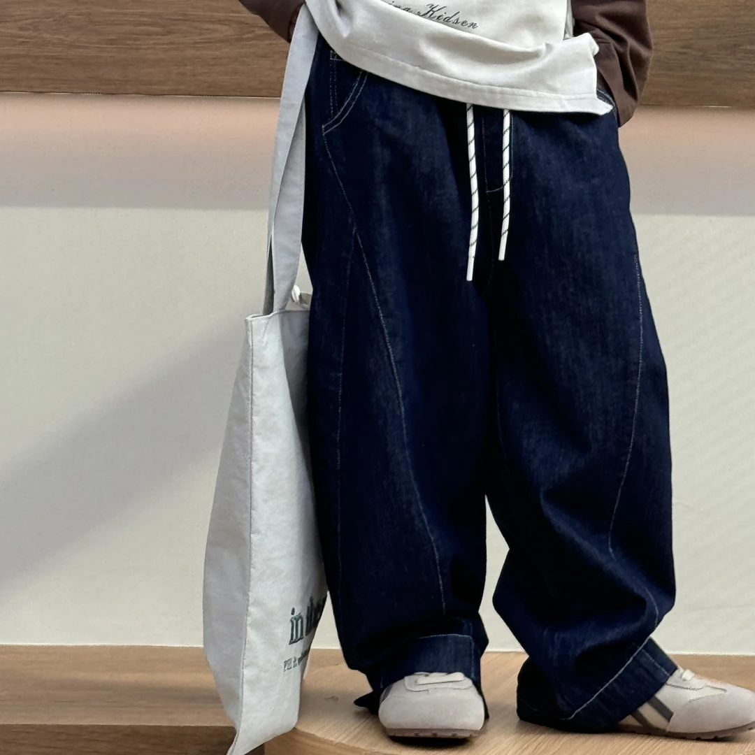 【现货】vilimama2025秋款童装蓝裤亲子直筒裤子牛仔裤25510男童