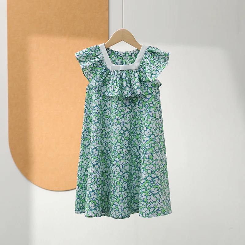 【800+童装摩系列】碎花圆领飞飞袖连衣裙2025夏专柜折扣