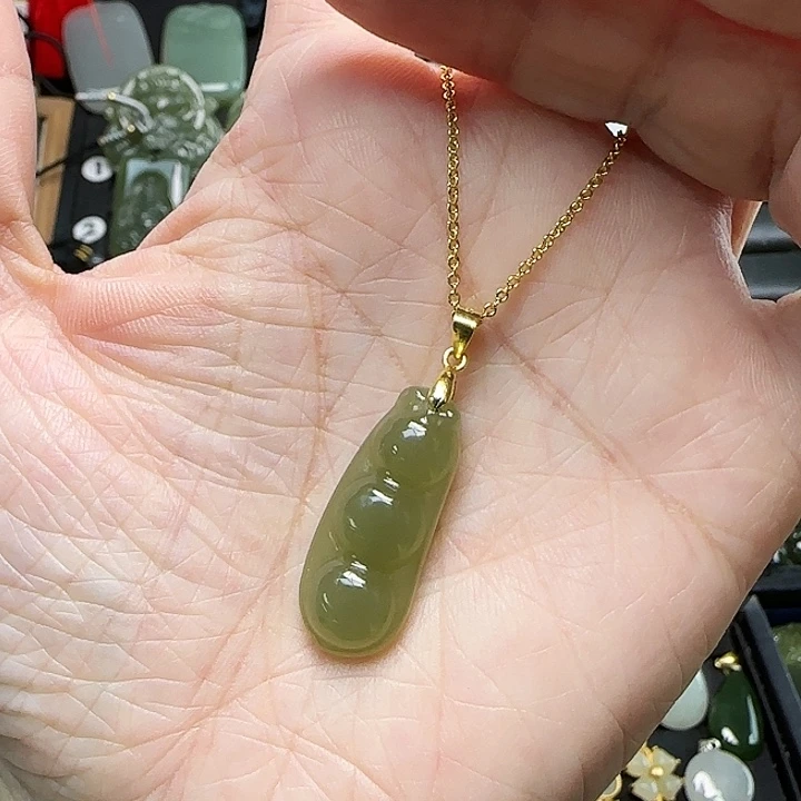 和田玉银S925镶嵌吊坠(赠链)