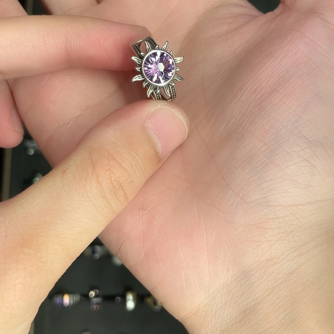 紫晶戒指银S925镶嵌天然