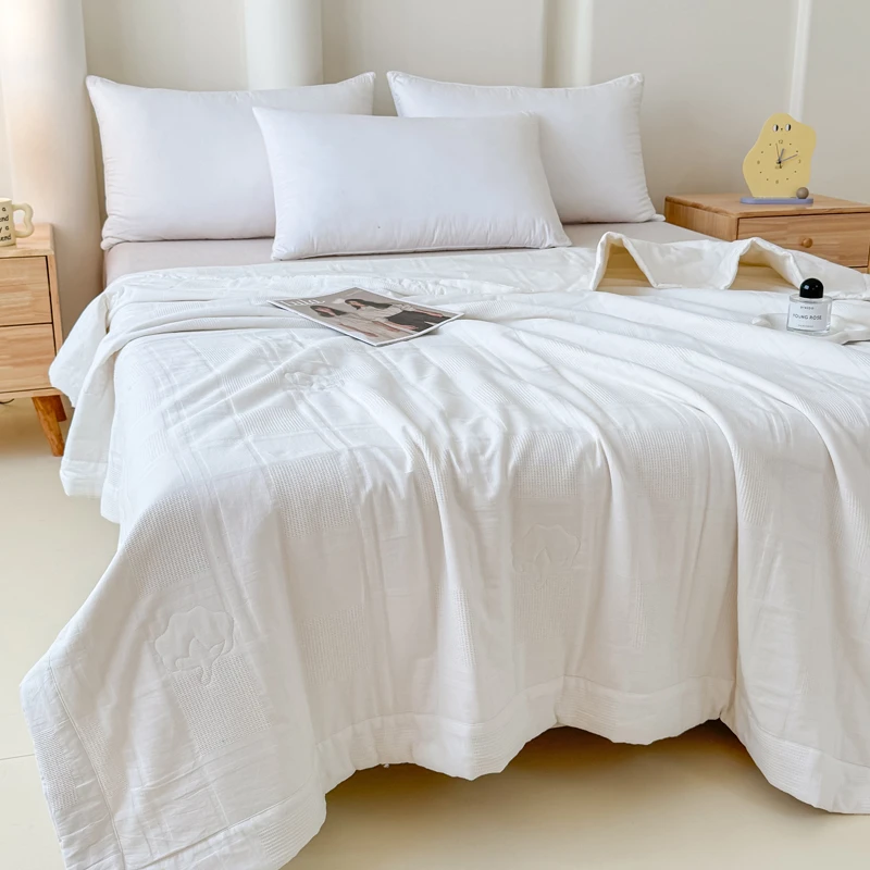 春夏秋季薄款夏凉被可机洗全棉夏被棉花夏被华夫格空调被