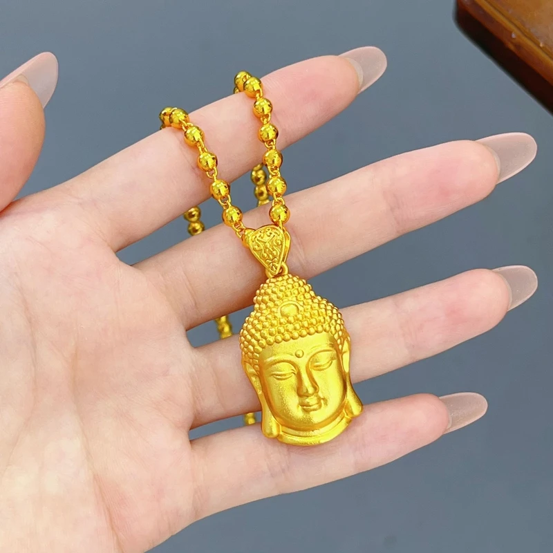 铜合金吊坠 高货版4N珠珠项链配永保平安佛头吊坠实心