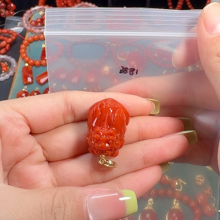 南红玛瑙银S925镶嵌吊坠
