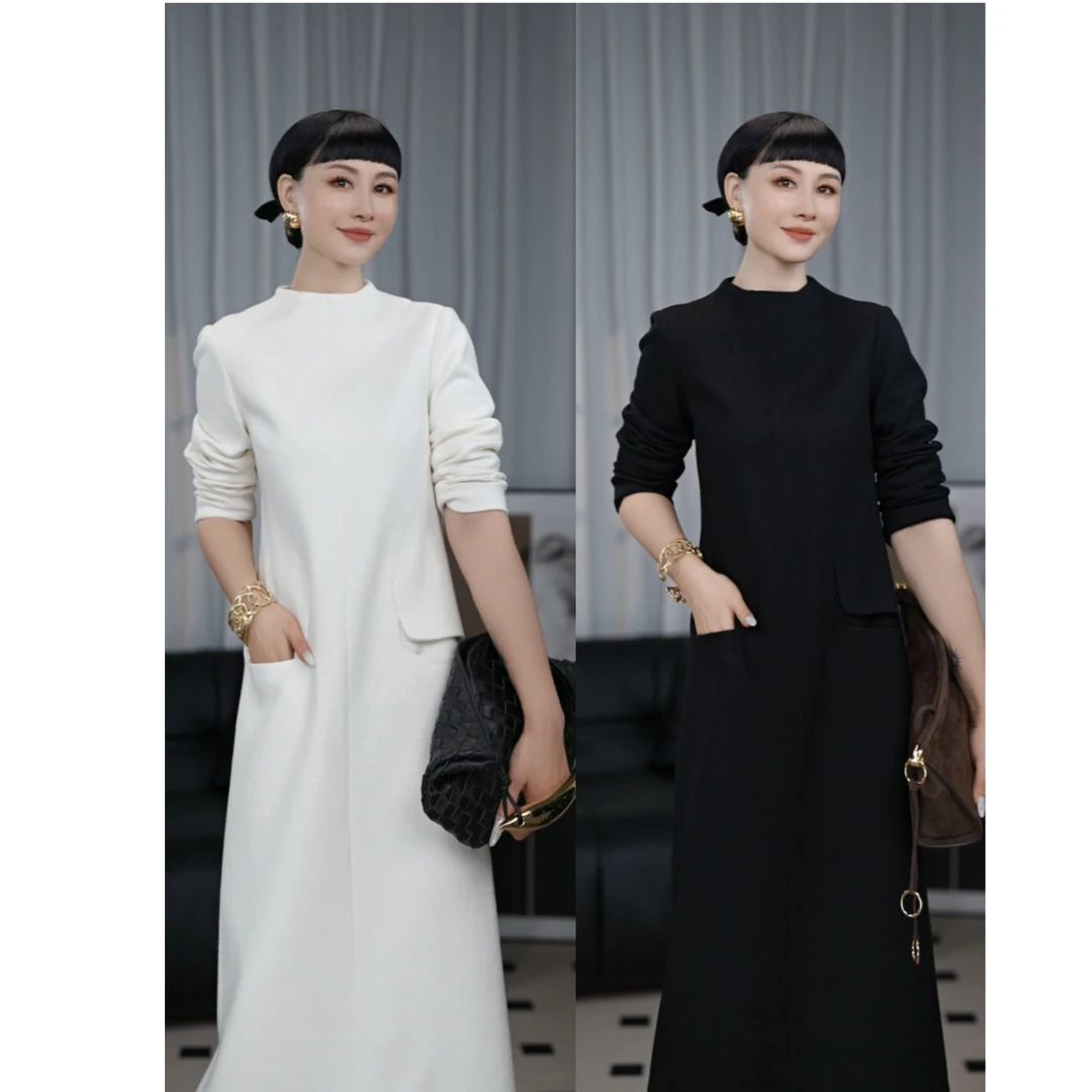 安迪修身毛呢裙-鹿歌时尚气质羊毛连衣裙H5302LA0712