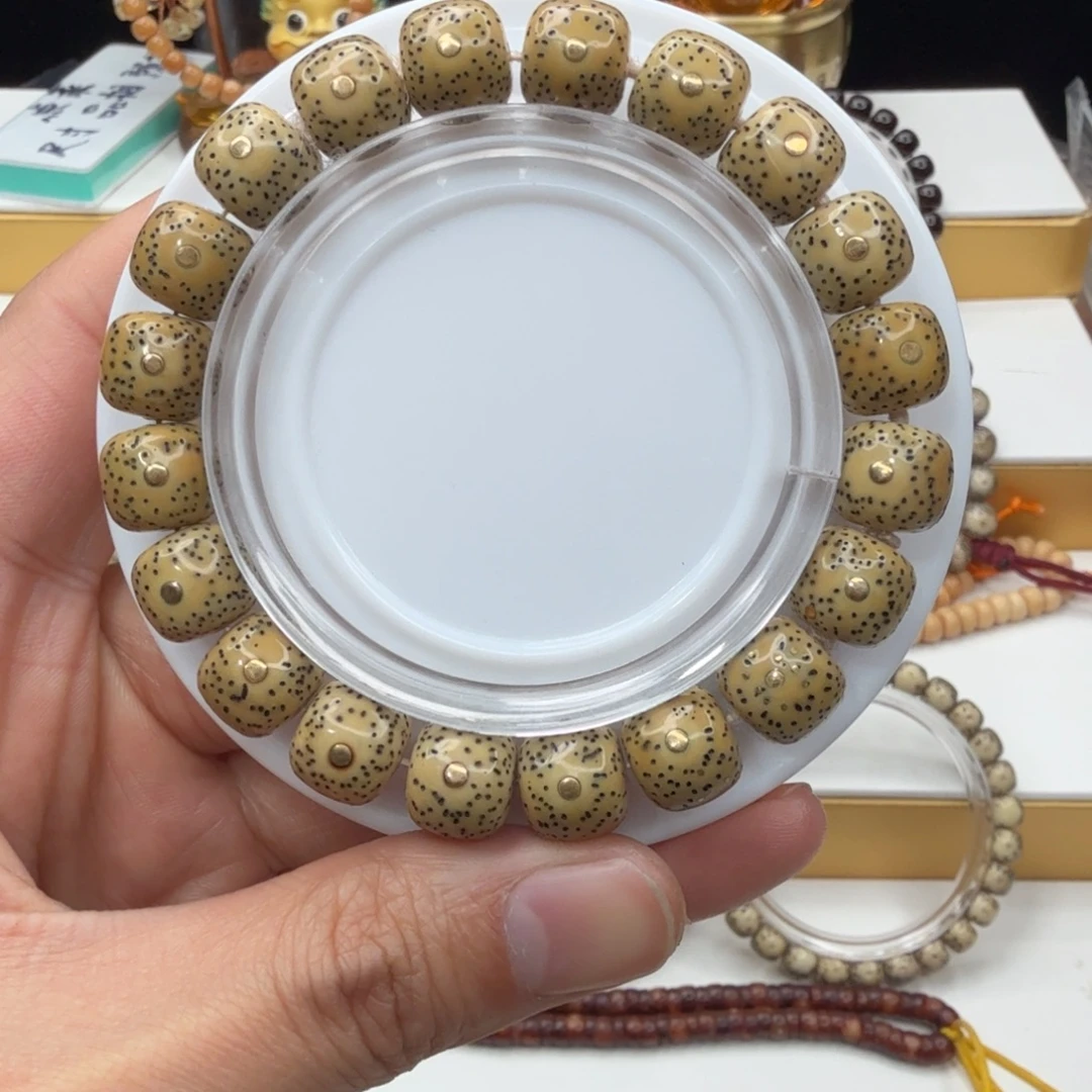 手串星月菩提石玉料镶嵌铜钉大尺寸单圈