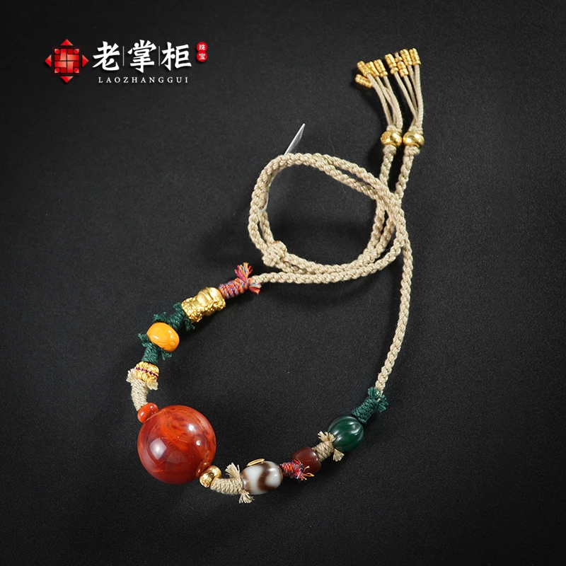 南红28mm大单珠玛瑙蜜蜡DIY手编项链锁骨链/老掌柜讲珠宝B123006