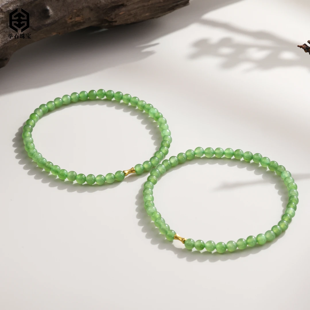 【举石珠宝】T0723-777-74和田玉手串18K（一件/多样性发/约3mm+）K