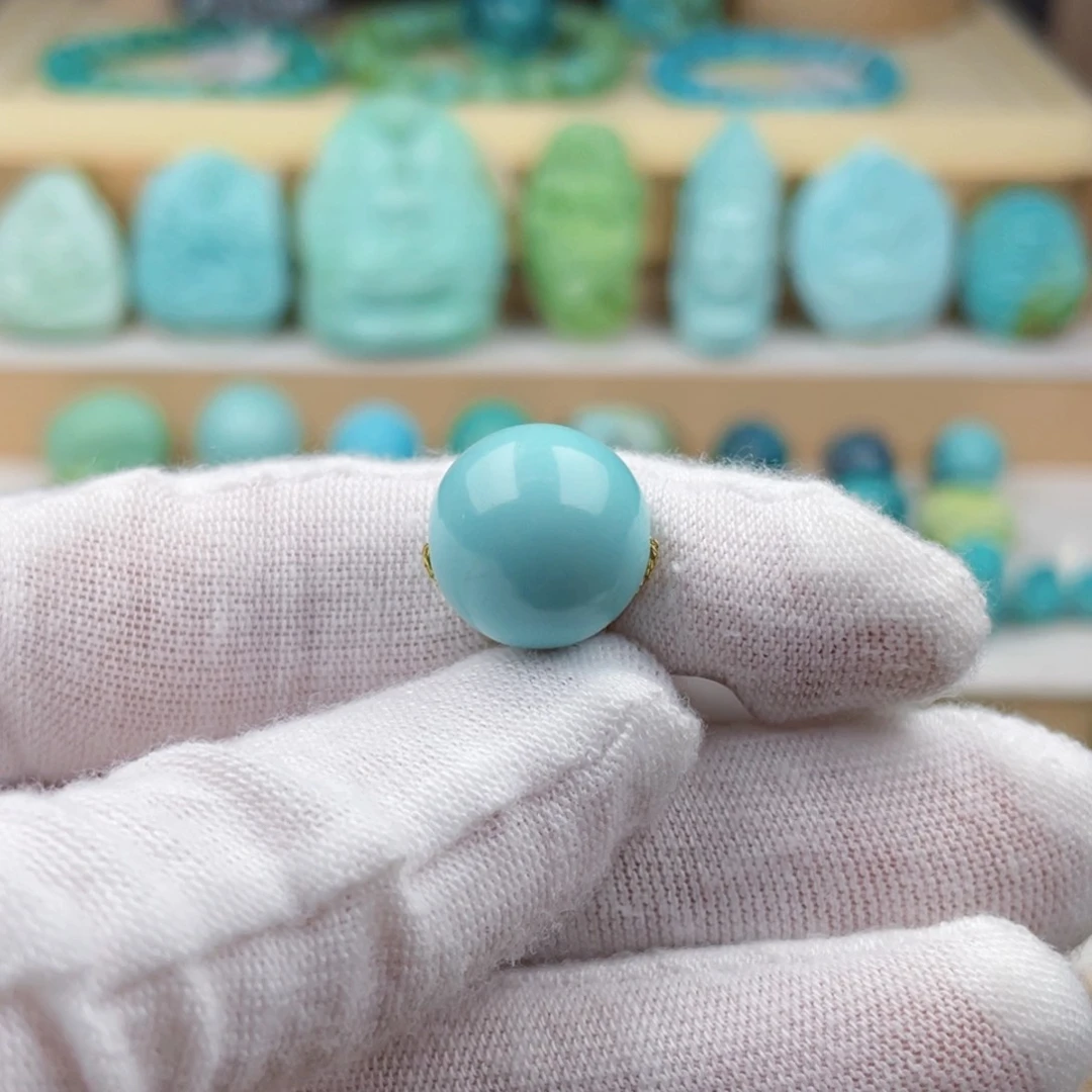 未镶嵌绿松石珠宝奇石13.7mm