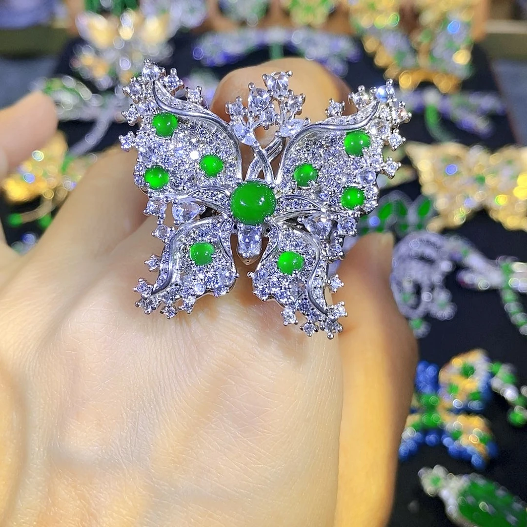 吊坠(不含链)银S925镶嵌翡翠