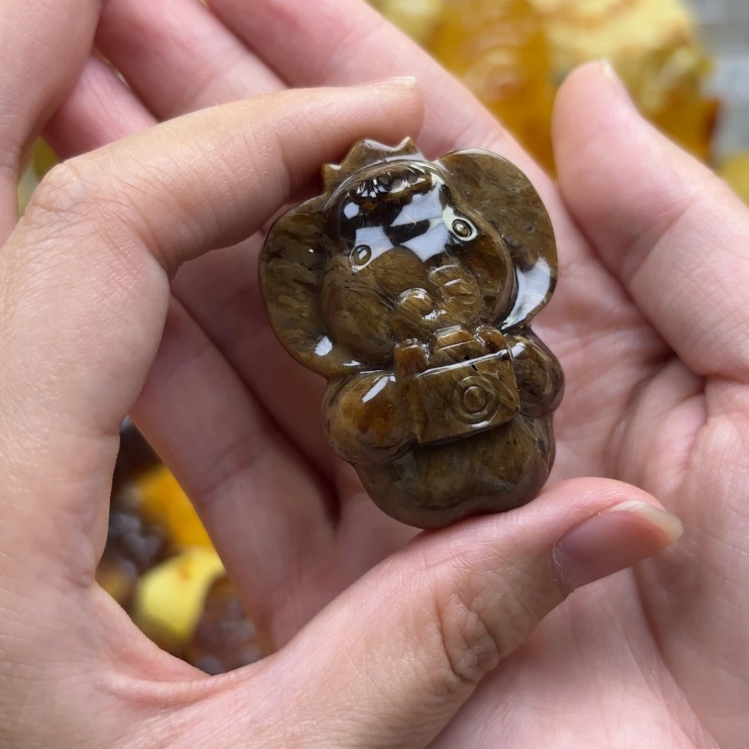 裸石琥珀未镶嵌琥珀吊坠打孔不退不换