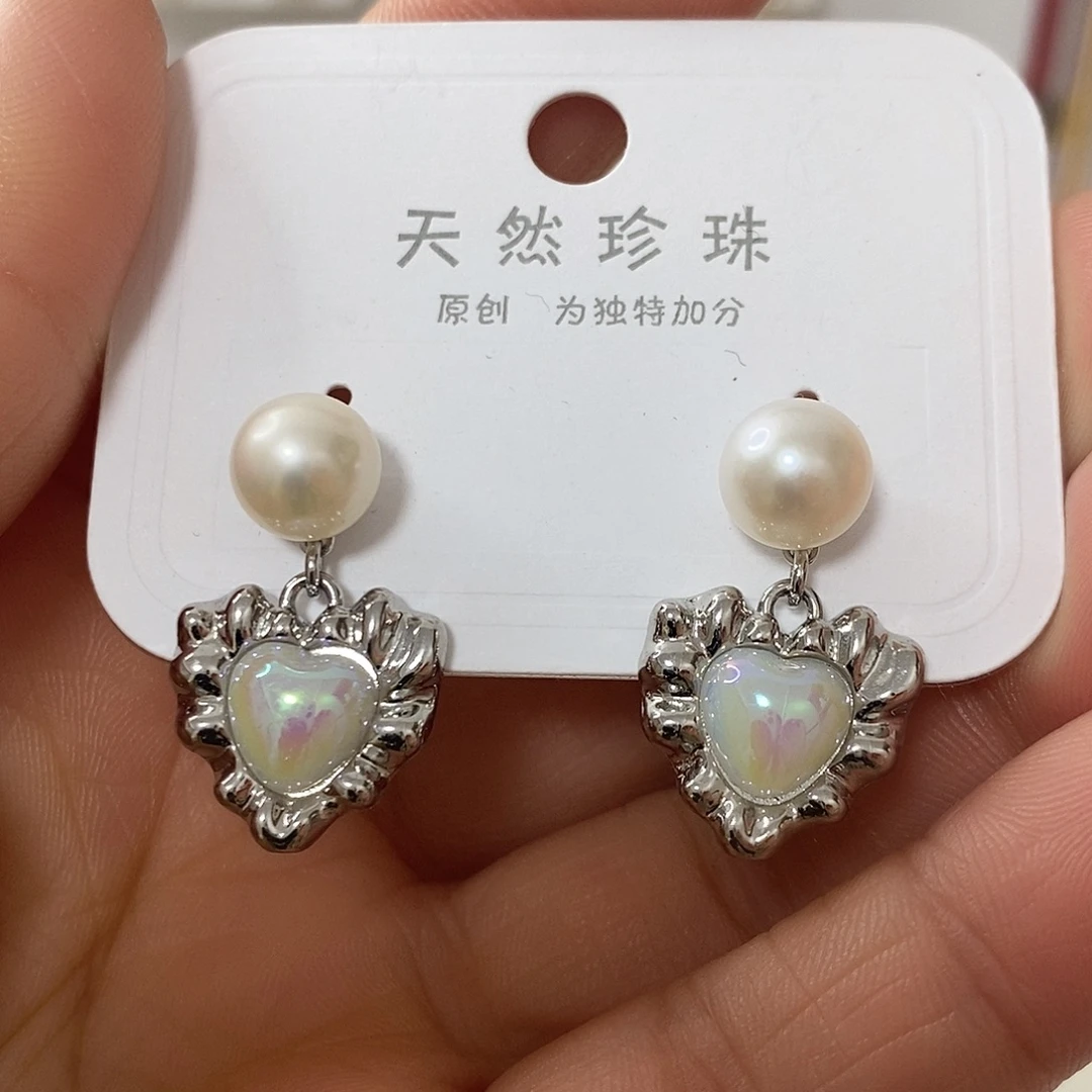 银S925镶嵌耳饰淡水珍珠