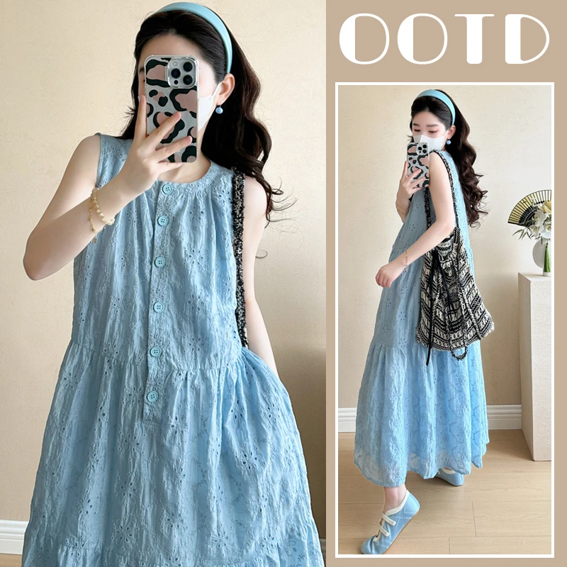 孕妇连衣裙背心裙时尚洋气夏季爆款新品遮肉爱穿可爱蕾丝裙宽松