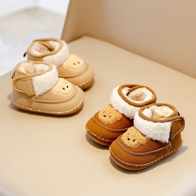 冬季婴儿鞋0-1岁加绒加厚雪地靴6-12个月婴幼儿好穿保暖不掉鞋